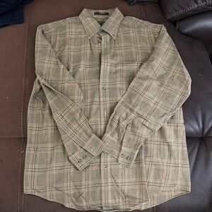 Orvis Men's Casual Plaid Shirt - Olive and Tan